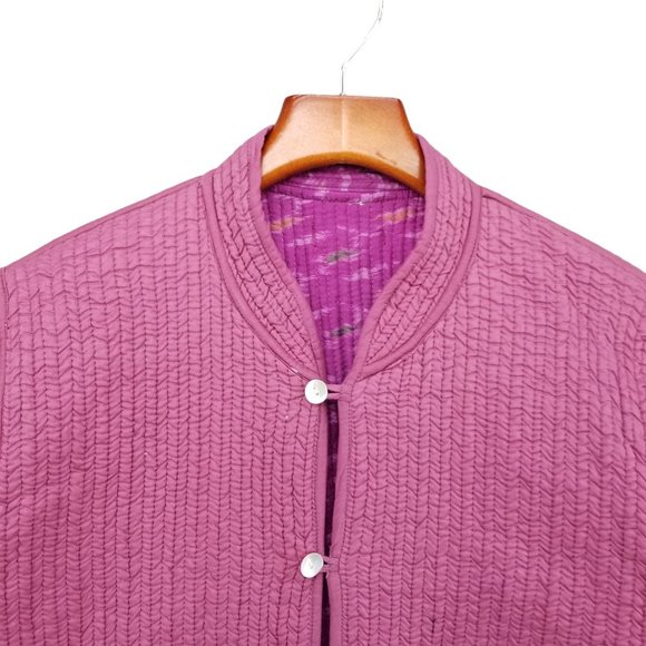 Sam Hilu Silk Reversible Jacket Womens Pink Purple Button Front Size S - Picture 10 of 13